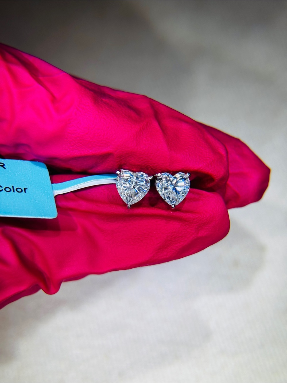 VVS Moissanite Heart-Cut Solitaire Stud Earrings